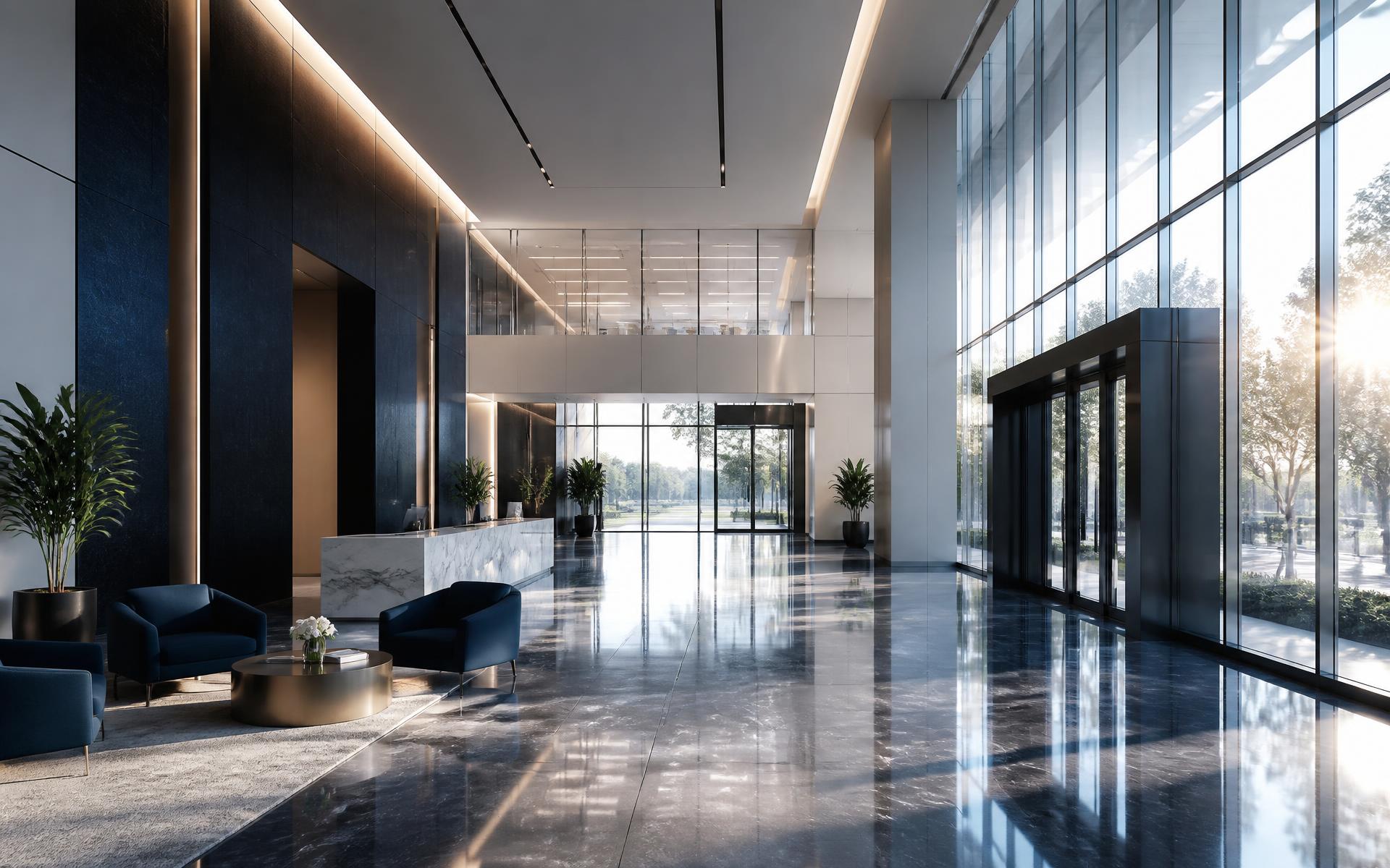 Hall d'immeuble commercial impeccable